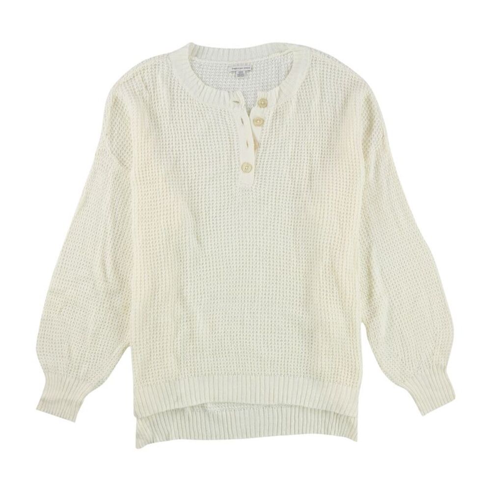 American Eagle Womens Solid Henley Sweater, NWT